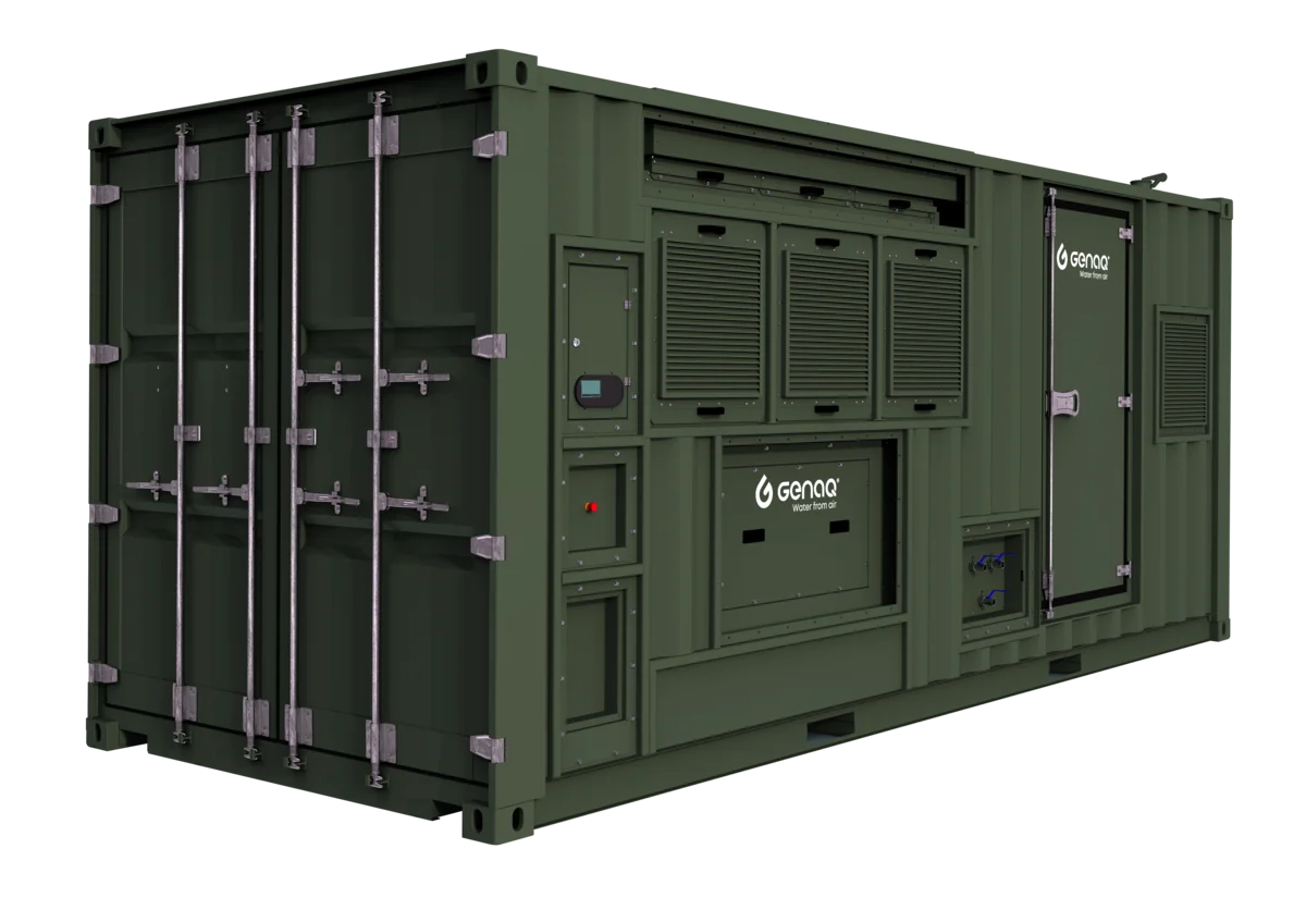 Generador de agua atmosférica GENAQ Cumulus C5000-CO — contenedor industrial de gran escala